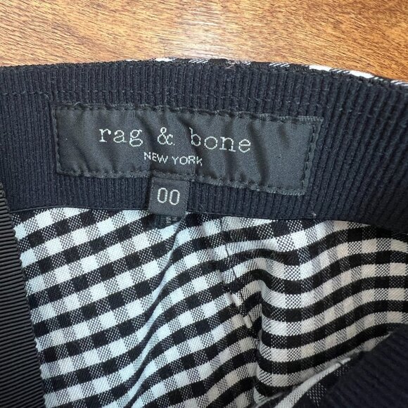 Rag & Bone Pants Womens 00 Black White Check Edgy Skinny Back Zip Stretch Ankle - Picture 11 of 13